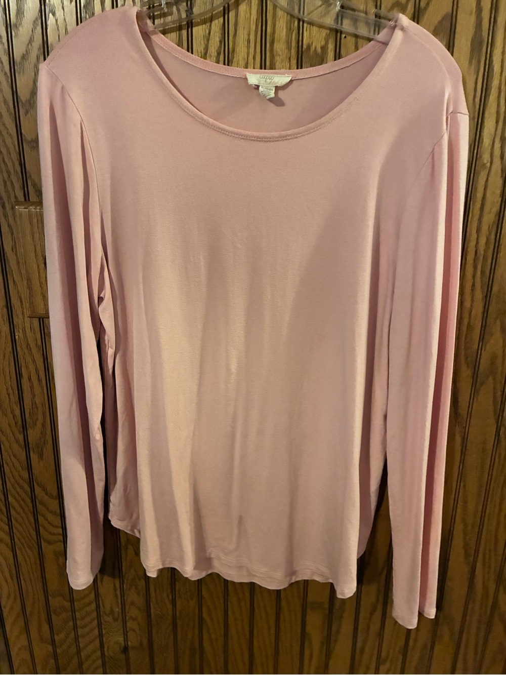 Cupio Long-Sleeve Scoop Neck Top in Blush Pink